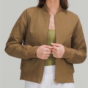 Lululemon Athletica Brown Bomber Jacket with Cropped Design